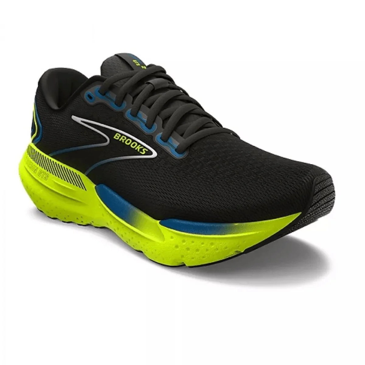 Tenis Brooks Glycerin GTS 21 Hombre Negro/Amarillo Neon - Imagen 2