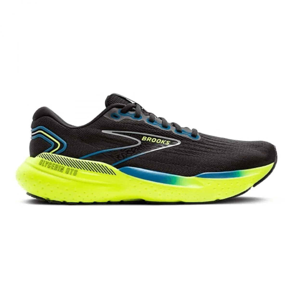 Tenis Brooks Glycerin GTS 21 Hombre Negro/Amarillo Neon - Imagen 3