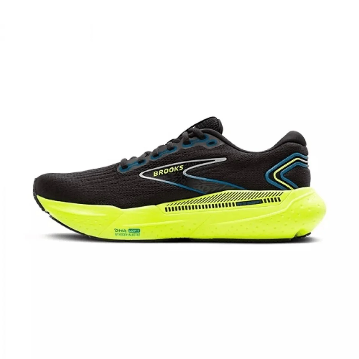 Tenis Brooks Glycerin GTS 21 Hombre Negro/Amarillo Neon - Imagen 4