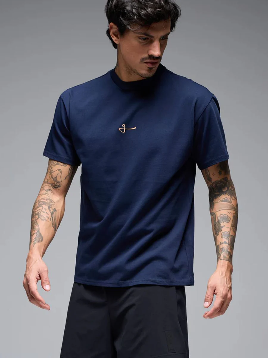 Camiseta Casual Hombre Oversized 100% Algodón Azul - Imagen 6