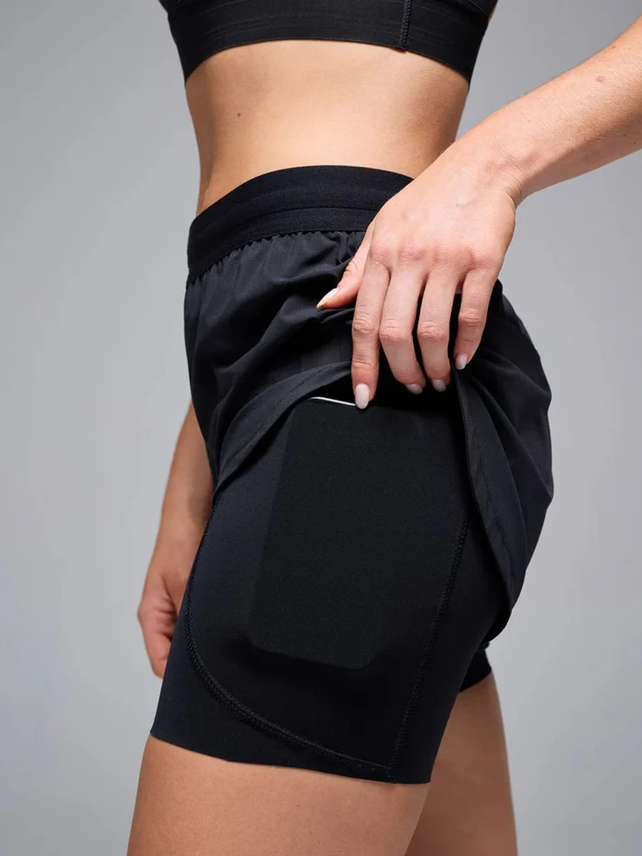 Pantaloneta Running Mujer Givelo BYND 2 en 1 Negra - Imagen 7