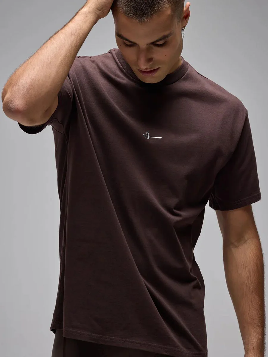 Camiseta Casual Hombre Oversized 100% Algodón G90 Brown - Imagen 3