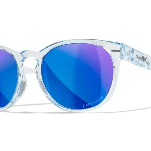 Gafas Wiley X Covert – Lentes De Espejo Azul Polarizadas Captivate – Montura Azul Zafiro Claro Cristal Brillante