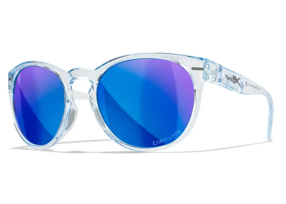 Gafas Wiley X Covert – Lentes De Espejo Azul Polarizadas Captivate – Montura Azul Zafiro Claro Cristal Brillante