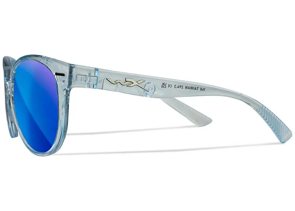 Gafas Wiley X Covert – Lentes De Espejo Azul Polarizadas Captivate – Montura Azul Zafiro Claro Cristal Brillante - Imagen 4