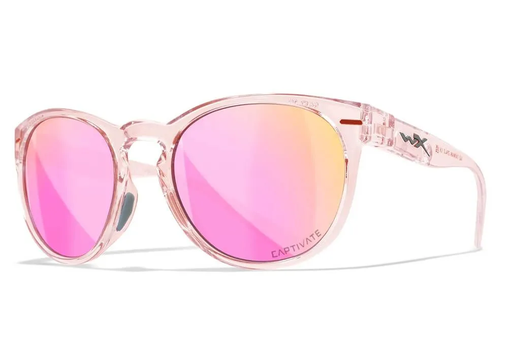 Gafas Wiley X Covert – Lentes De Espejo Polarizadas Captivate En Oro Rosa – Montura En Rubor De Cristal Brillante