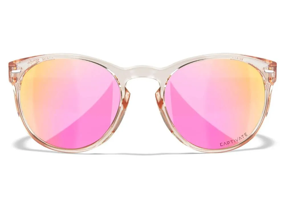 Gafas Wiley X Covert – Lentes De Espejo Polarizadas Captivate En Oro Rosa – Montura En Rubor De Cristal Brillante - Imagen 3