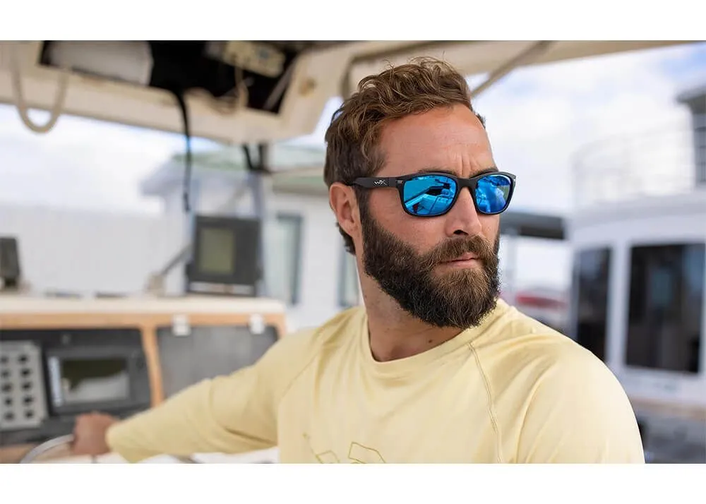 Gafas Wiley X Helix – Lentes De Espejo Azul Polarizadas Captivate – Montura Negra Mate - Imagen 6