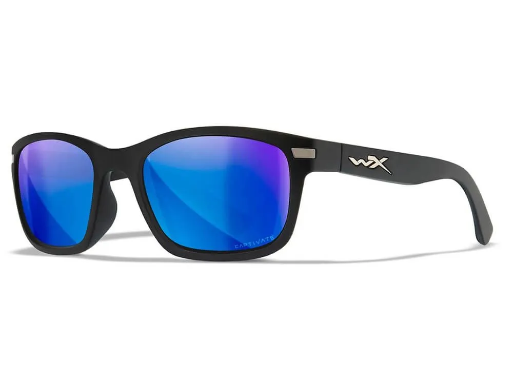 Gafas Wiley X Helix – Lentes De Espejo Azul Polarizadas Captivate – Montura Negra Mate