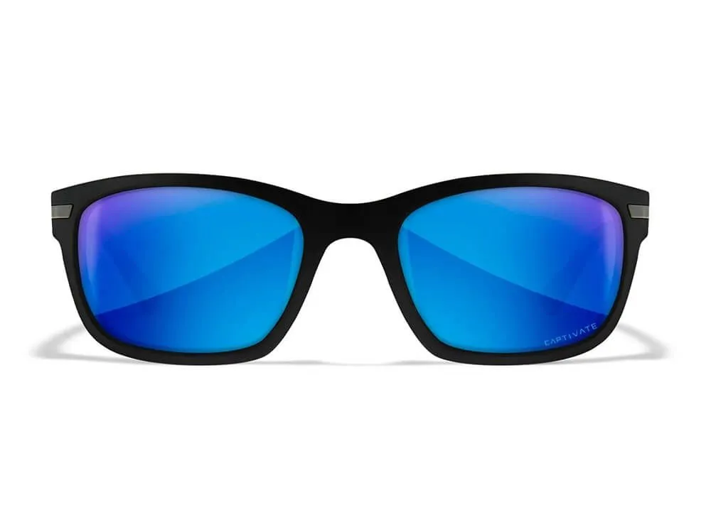 Gafas Wiley X Helix – Lentes De Espejo Azul Polarizadas Captivate – Montura Negra Mate - Imagen 3
