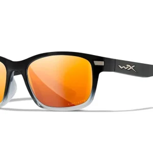 Gafas Wiley X Helix – Lentes De Espejo De Bronce Polarizadas Captivate – Montura De Cristal Negro Brillante/Transparente