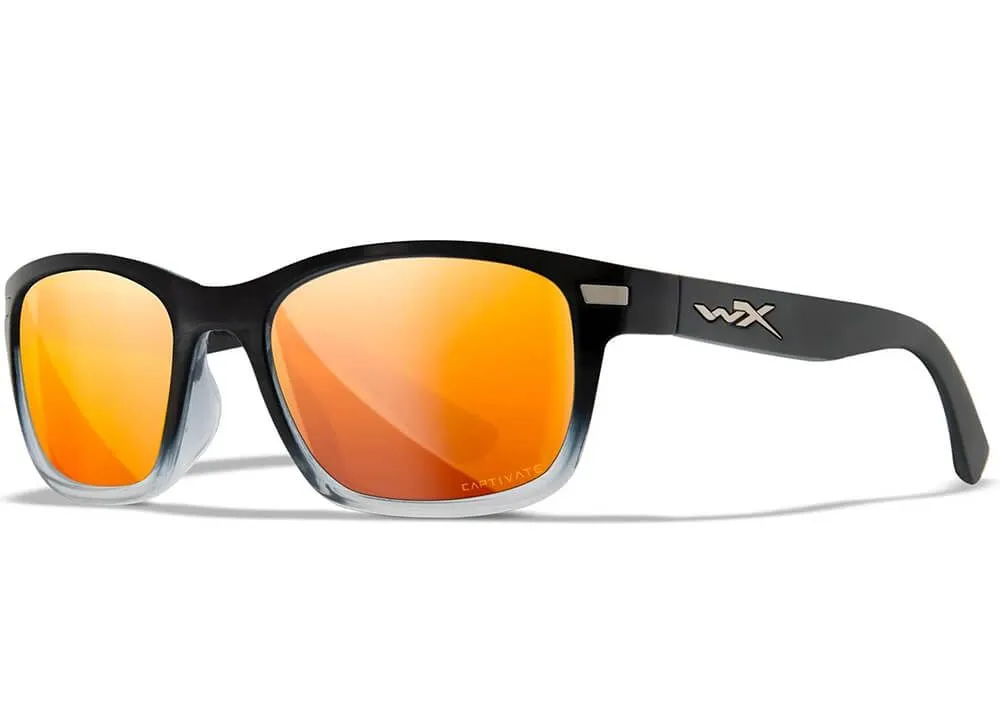 Gafas Wiley X Helix – Lentes De Espejo De Bronce Polarizadas Captivate – Montura De Cristal Negro Brillante/Transparente