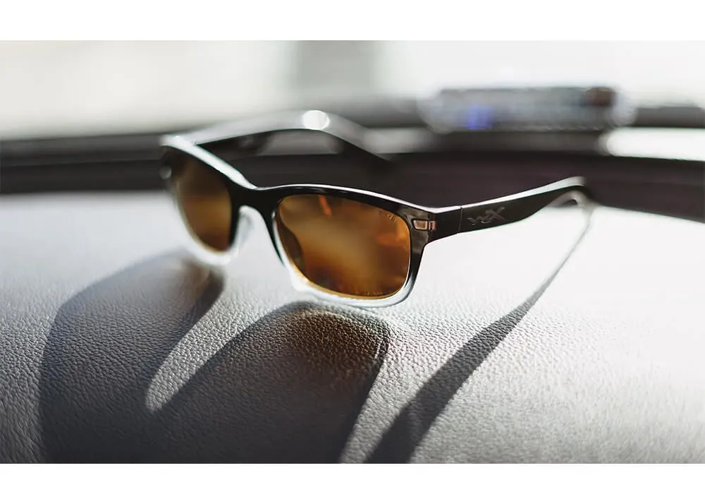 Gafas Wiley X Helix – Lentes De Espejo De Bronce Polarizadas Captivate – Montura De Cristal Negro Brillante/Transparente - Imagen 6