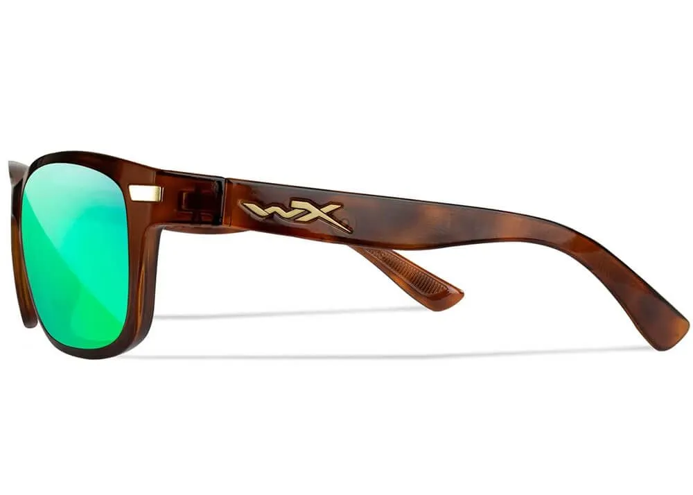 Gafas Wiley X Helix – Lentes De Espejo Verde Polarizadas Captivate – Montura Marrón Brillante Demi - Imagen 3