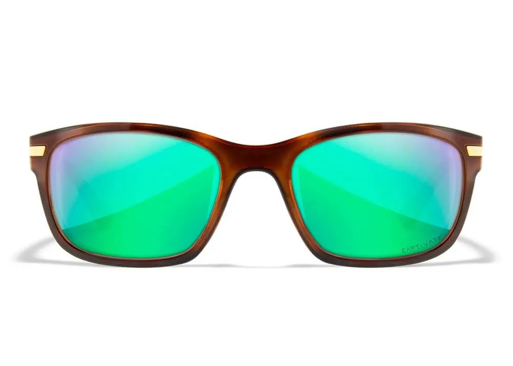 Gafas Wiley X Helix – Lentes De Espejo Verde Polarizadas Captivate – Montura Marrón Brillante Demi - Imagen 4
