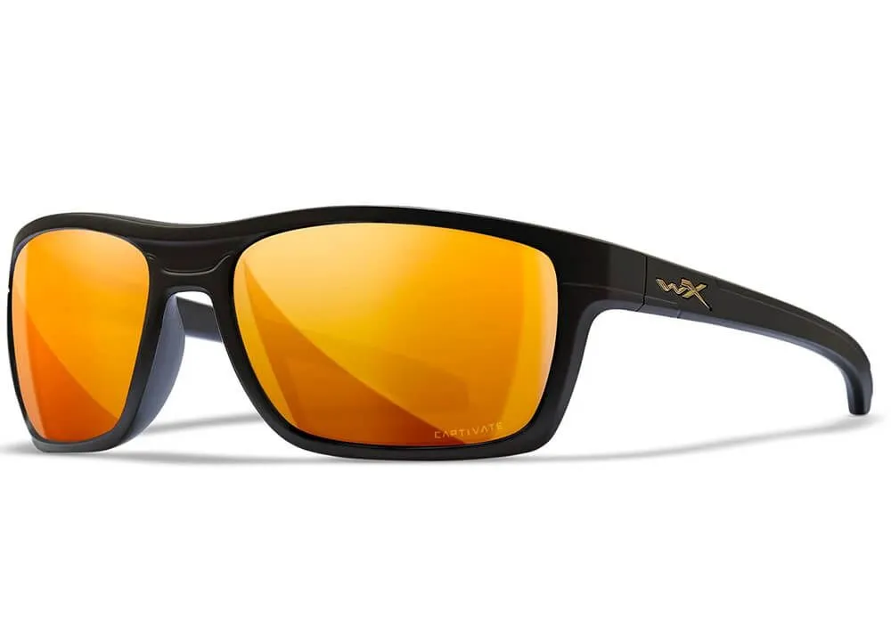 Gafas Wiley X Kingpin – Lentes De Espejo Captivate Polarizadas De Bronce – Montura Negra Mate