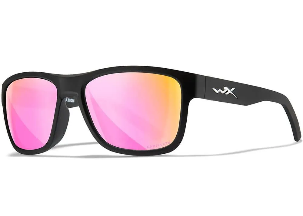 Gafas Wiley X Ovation – Lentes De Espejo Captivate Polarizadas En Oro Rosa – Montura Negra Mate
