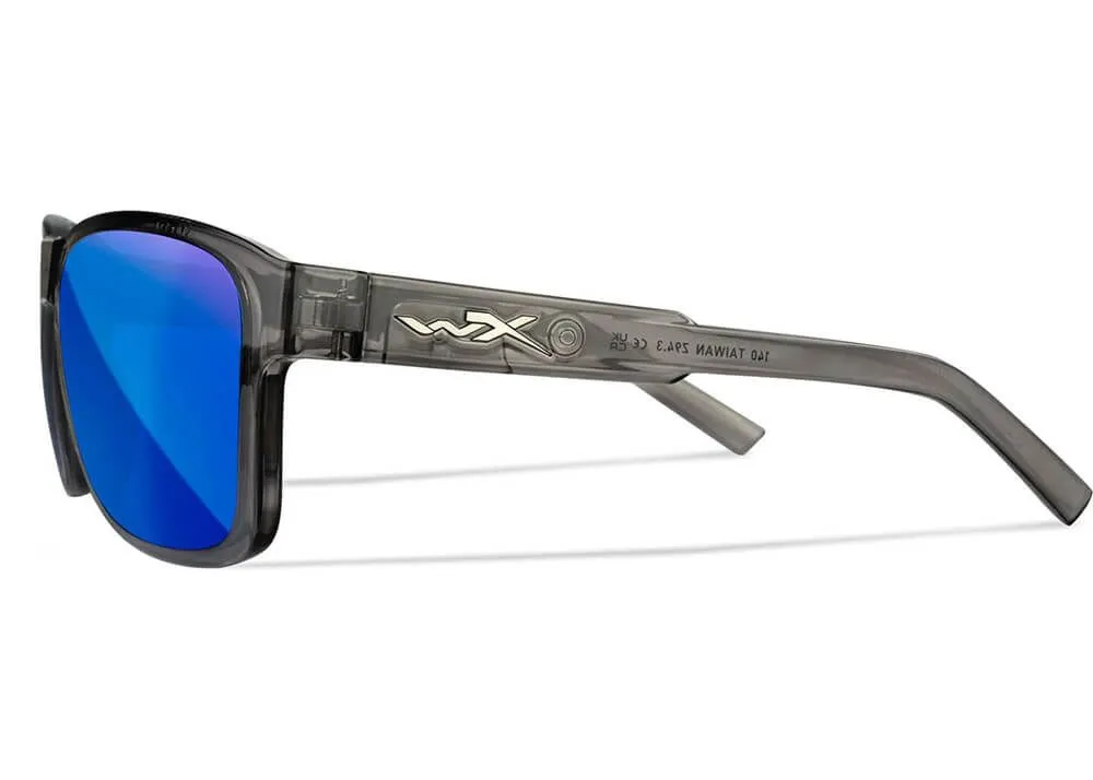 Gafas Wiley X Trek – Lentes Captivate Polarizadas Azul Espejo – Montura Cristal Brillante Gris Oscuro - Imagen 3