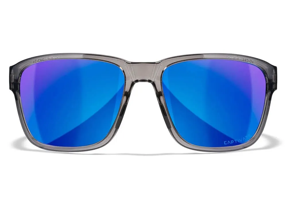 Gafas Wiley X Trek – Lentes Captivate Polarizadas Azul Espejo – Montura Cristal Brillante Gris Oscuro - Imagen 4