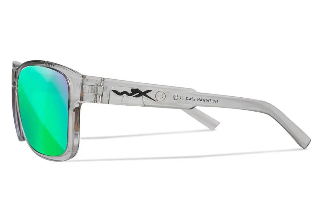 Gafas Wiley X Trek – Lentes Captivate Polarizadas Verde Espejo – Montura Gris Claro Cristal Brillante - Imagen 3