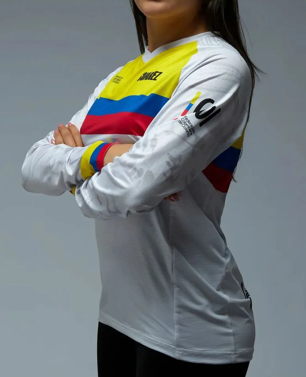 Buzo De Ciclismo Bmx Unisex Federación Colombia Blanco - Imagen 6